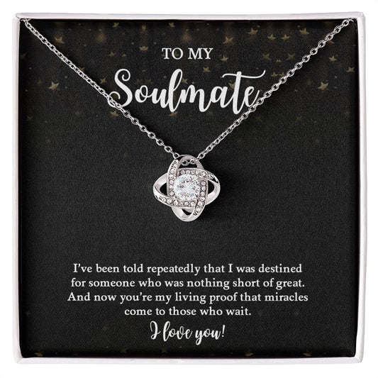 To My Soulmate | I Love You -Love Knot Necklace